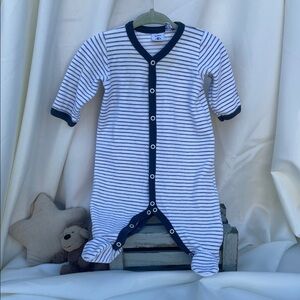 Petit Bateau Navy and White Striped Onesie